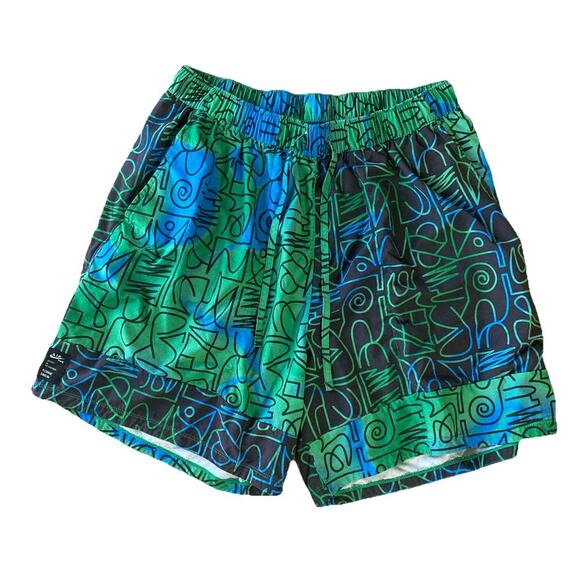 Nike Mens Yoga Training Robbie Simon Shorts Sz XXL Green Black Gym Swoosh A.I.R. - Picture 2 of 12